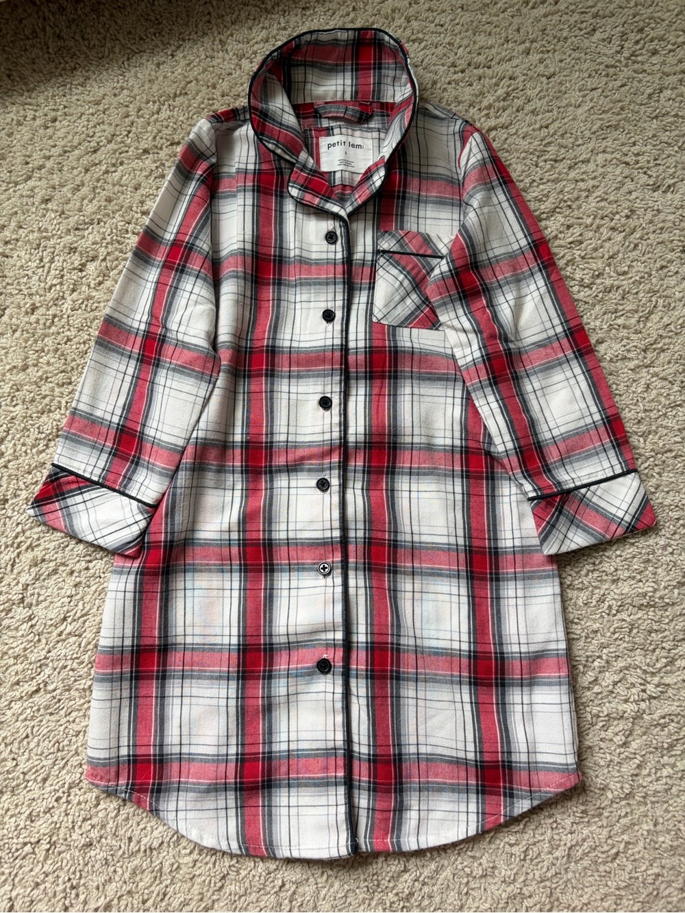 Petit Lem Red, White & Black Plaid Girls' Long-Sleeve Nightgown